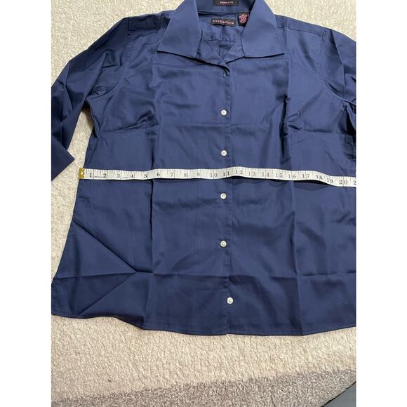 NWT UltraClub Whisper Elite Womens Sz XL Button Up Oxford WrinkleFree Shirt Blue - Picture 4 of 8